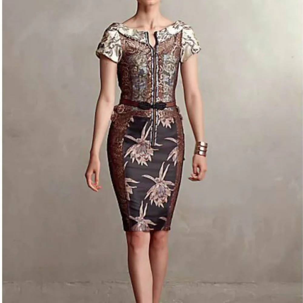 anthropologie embroidered brocade dress Pieced Brocade Dress